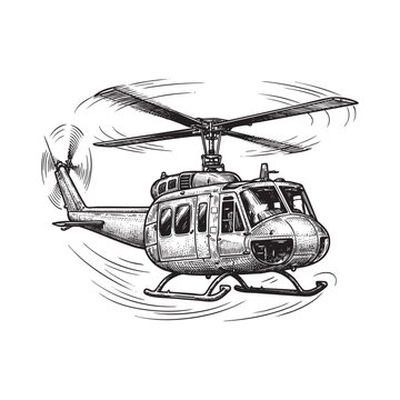 Helicopter Engraving vector
