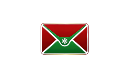Red Green Christmas Envelope Icon with Snowflake isolated PNG with Transparent Background