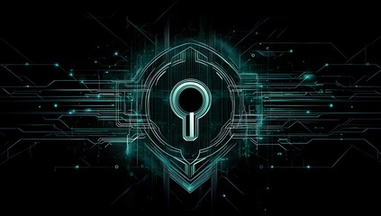 Secure digital network with keyhole illustration