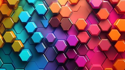A colorful image of hexagonal shapes in various colors. The image has a vibrant and playful mood, with the colors and shapes creating a sense of movement and energy