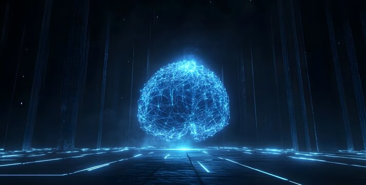 Illuminated global network in digital tunnel - Powered by Adobe