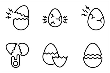 Hatching egg to cook food icon set, vector illustration on white background