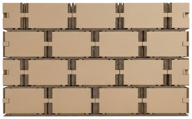 Stacked cardboard honeycomb structural blocks for eco construction isolated on transparent background