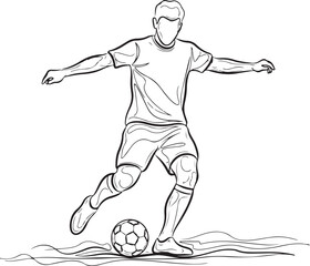 Fototapeta premium Soccer player kicking ball line football