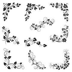 Elegant floral corner designs to enhance invitations, cards, and crafts, adding a touch of sophisticated charm with classic botanical flourishes for creative projects
