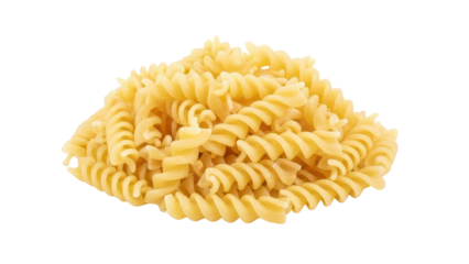 Pile of Uncooked Yellow Fusilli Pasta isolated PNG with Transparent Background