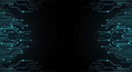 Abstract circuit board design on black background