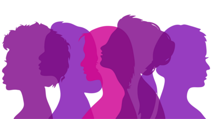 Vector Illustration of Women of Different Ethnicities in Silhouette png