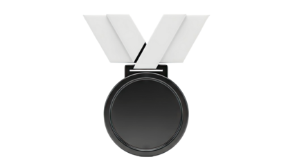 3D Render of a Black and White Medal on a White Background