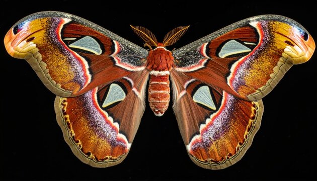 Vibrant Hyalophora Cecropia Moth with Intricate Wing Patterns.
