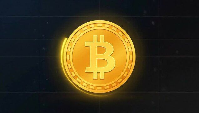 Bitcoin Cryptocurrency Animation - Digital Currency Concept with Glowing Effect.