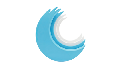 Stacked Blue and White Crescent Shapes