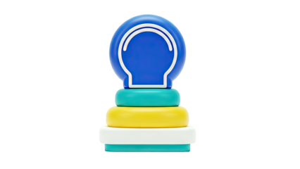 Stylized Light Bulb Icon on Stacked Geometric Shapes