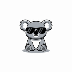 Cute cartoon koala wearing sunglasses sitting down. © hisyam