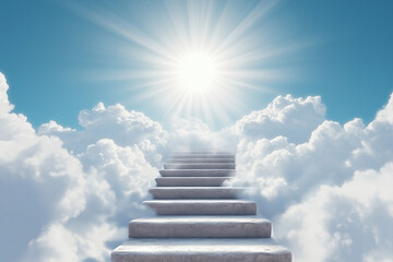 Stairway to heaven through clouds and light