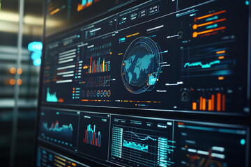 Futuristic Dashboard Interface for Data Analytics and Monitoring
