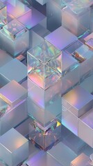 Iridescent Geometric Cubes Modern 3D Abstract Composition