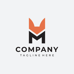 simple and  modern fox M logo design template elements
