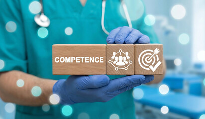 Competence Skill Personal Development Medical Concept. Medicine Personnel roles and responsibilities.new