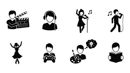 Diverse artistic and entertainment icons representing various creative professions