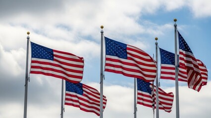 Celebrating national freedom day with american flags waving high