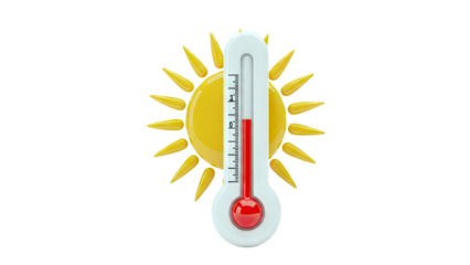 Sun and Thermometer Indicating High Temperature