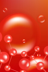 Hyaluronic acid and Niacinamide hair and skin solutions ad, red collagen serum drop with cosmetic advertising background ready to use, illustration vector.