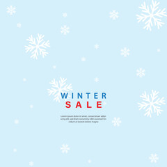 Winter sale announcement with falling snowflakes suitable for mobile apps, banner design and web internet ads.