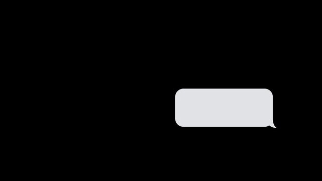 Message Chat Bubble Animation on Black Screen. Continuous Digital Communication Motion Graphic. Seamless 4K Chroma Key Video Loop.
