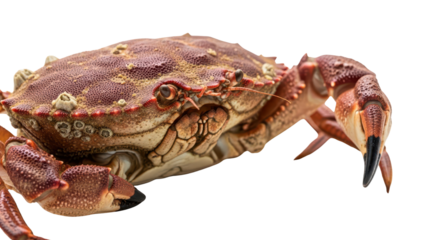 Close-up of Fresh Brown Edible Crab isolated PNG with Transparent Background