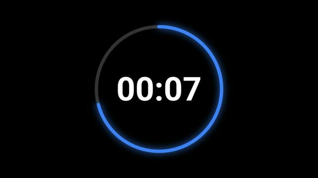 Countdown Timer Animation Blue Circle.