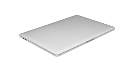 Modern Silver Laptop Computer Closed Product Shot isolated PNG with Transparent Background