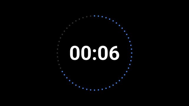 Countdown Timer Animation on Black Background.