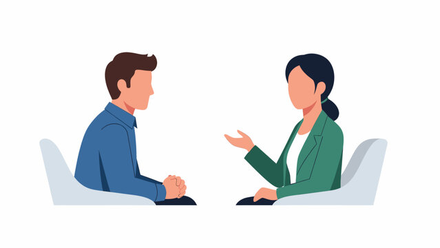 Two professionals discussing a business project or job opportunity, illustrating a focused consultation or interview scenario