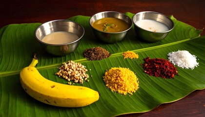Traditional Kerala Sadhya on Banana Leaf - A Festive Feast.
