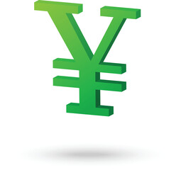 Obraz premium Japanese Yen Currency Icon in Green Color