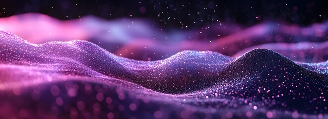 Abstract digital waves in vibrant purple and pink
