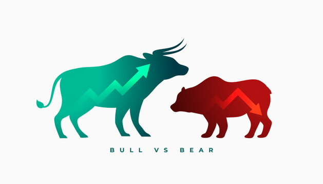bull vs bear stock market sentiment concept background