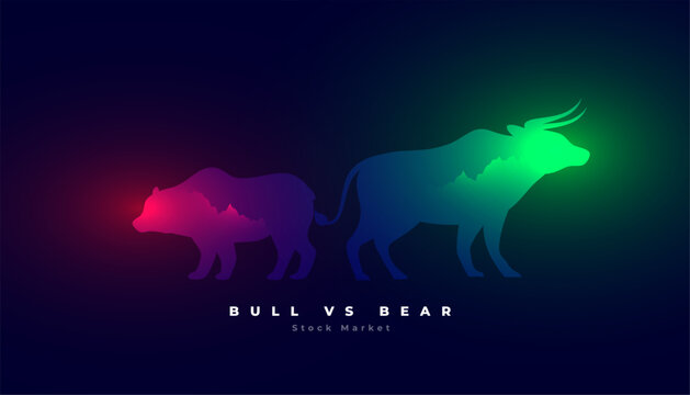 symbol of stock market bullish profit vs bearish loss background