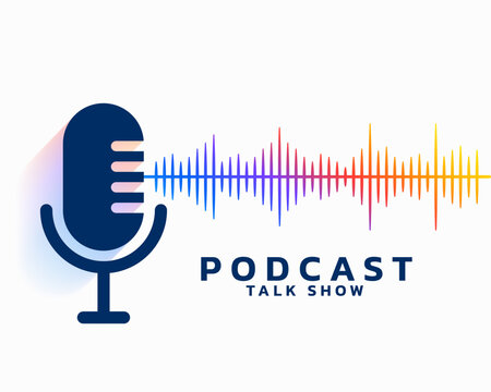 flat style podcast talk show poster with frequency tone
