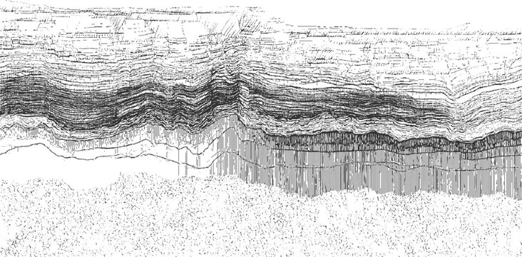 Detailed cross-section geological strata with layered rock formations and textured patterns representing underground earth layers and sediment