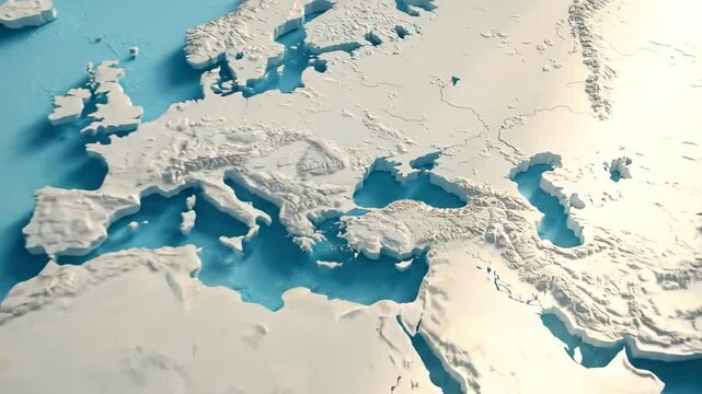 Detailed 3D World Map Depicting Continents and Oceans in Relief.