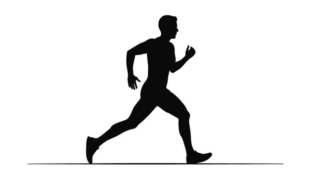 Running man silhouette for fitness and sports concept, vector icon