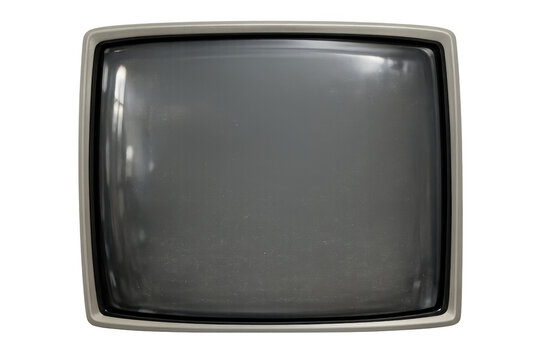 Vintage crt monitor displaying retro video content, blank screen television mockup with transparent alpha channel background