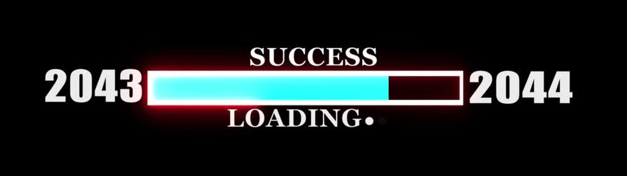 Year changing Progress Concept. Loading bar from 2043 to 2044 New year transfer animation on Background new year Celebration concept with Confetti.....