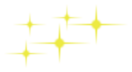 Five bright yellow sparkles with a shimmering glow on a clean white background, creating a magical and celebratory visual effect.