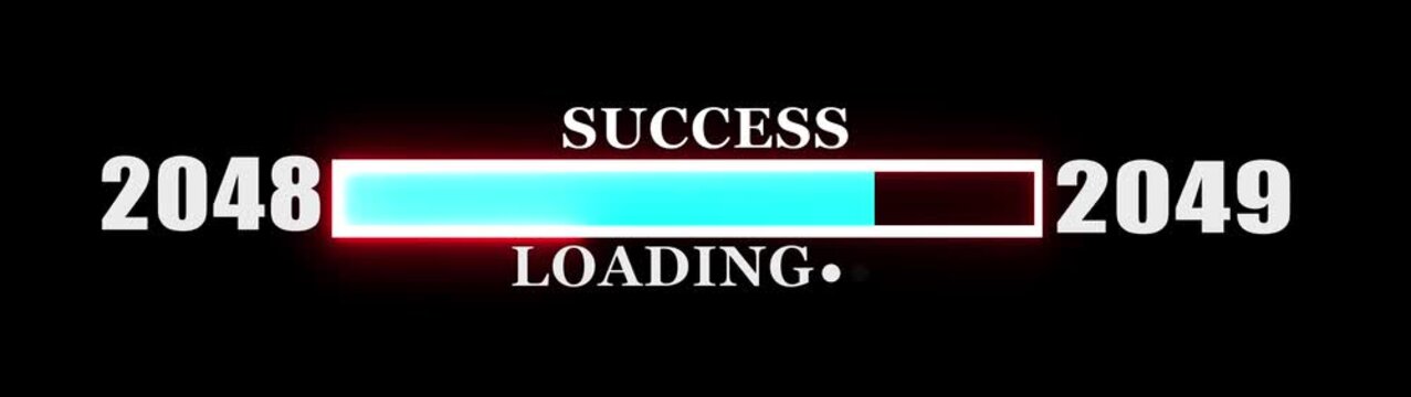 Loading bar from 2048 to 2049 new year transfer animation on background new year Celebration concept with confetti.....