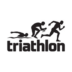 Obraz premium Triathlon silhouette showing swimming running and the sport s overall concept