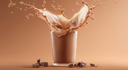 a drop of yummy chocolate milk splashing in slow motion