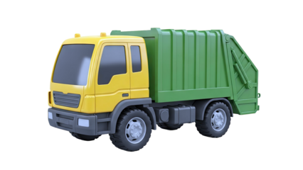 Yellow and Green Garbage Truck